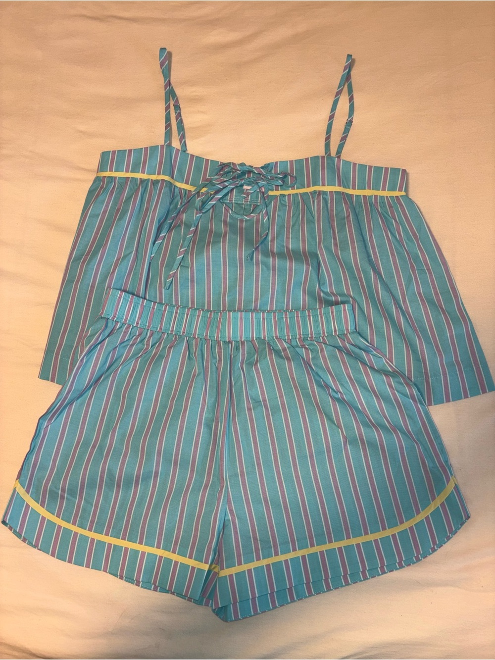 Striped Teal Cami & Short Set